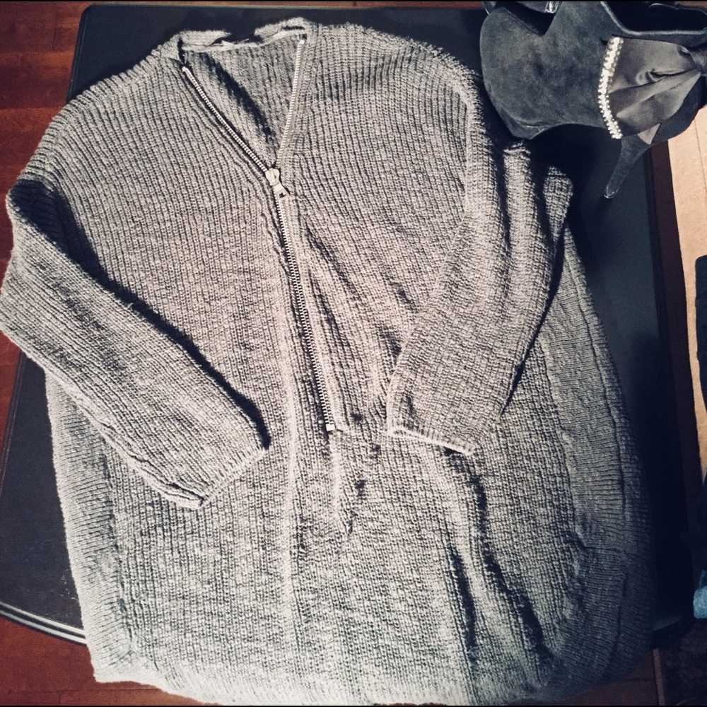 Gray zipper sweater